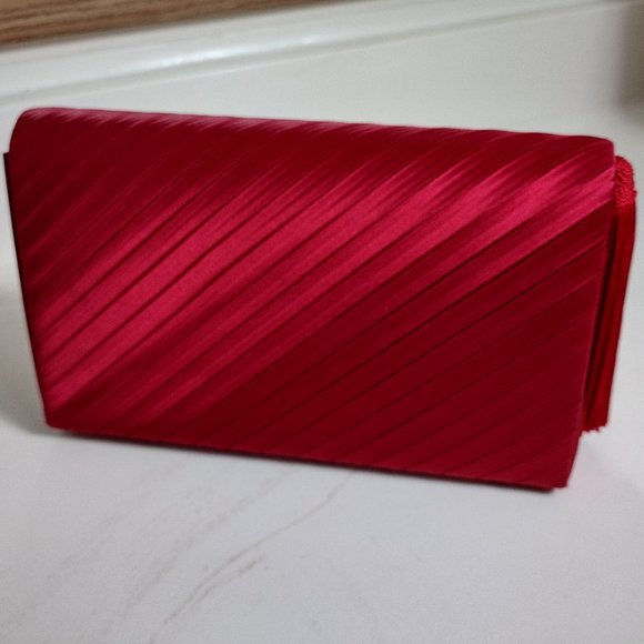 Red Satin Evening Clutch NWOT - Picture 5 of 14